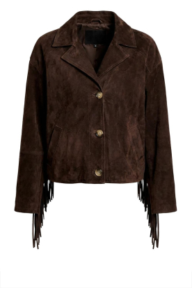 Alter Ego | Suéde jas met franjes Billie | donkerbruin 