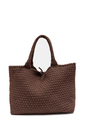 BOW19 |  Braided faux suede bag Mia Square | brown 