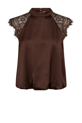 Co'Couture |  Balloon top with lace details Idun | brown 