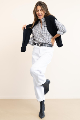 Look Checkered blouse Button