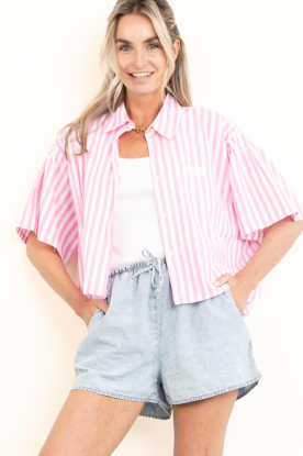 American Vintage |  Cropped striped blouse Vextown | pink 