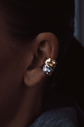 Billion Avenue |  Rhodium-plated earcuff Molten Ara Small | silver 