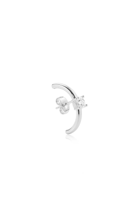 Billion Avenue |  Rhodium-plated oorbel Hug Solitaire | silver 