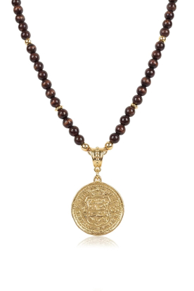 Little Soho |  Necklace with beads and coin Lola | brown 
