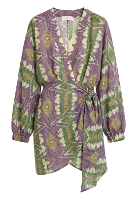 The Belle of the Beach |  Cotton mini dress with print Suzie | green 