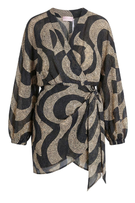 The Belle of the Beach |  Cotton mini dress with print Suzie | black & white 