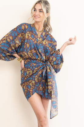 The Belle of the Beach |  Cotton mini dress with print Suzie | yellow 