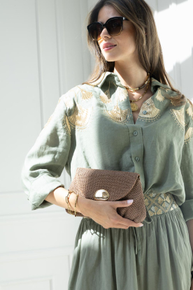 BOW19 |  Clutch with gold colored detail Ellie | brown 
