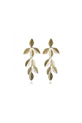 Little Soho |  Earrings String Leaves | gold 