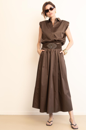 Ibana |  Cotton maxi skirt Sanai | brown 