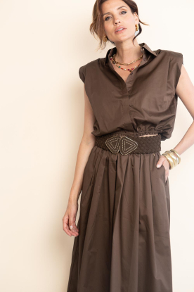 Ibana |  Sleeveless bomber blouse Tanai | brown 