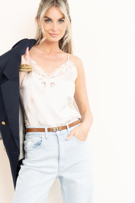 Dante6 |  Satin top with lace Ligne | natural 