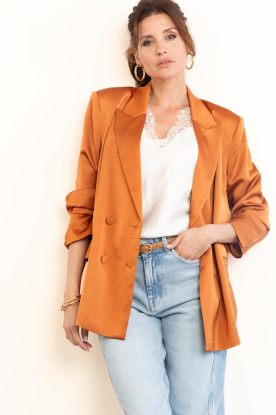 Dante6 |  Satin double breasted blazer Sevigny | brunt orange 