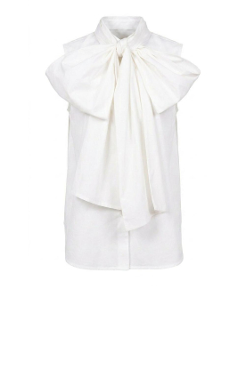Herskind |  Blouse with tie detail Royal | white 