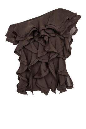 Copenhagen Muse | Top met ruches Tilly | bruin 