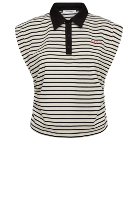 Co'Couture |  Sleeveless striped polo Noma | black 