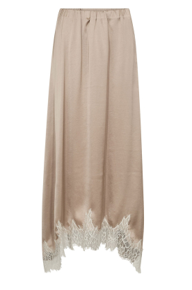 Co'Couture |  Satin skirt with lace detail Idun | natural 