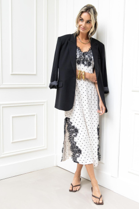 Co'Couture |  Satin dress with polkadots and lace Ameli | natural 