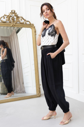 Look Satin top with polkadots and lace Ameli