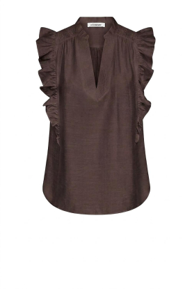 Co'Couture |  Top with ruffles Hera | brown 