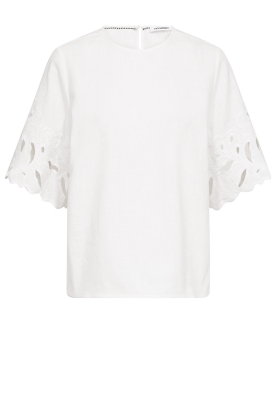 Co'Couture |  Linen mix top with embroidery Lita | natural 