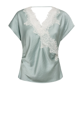 Co'Couture |  Satin top with lace Idun | green 