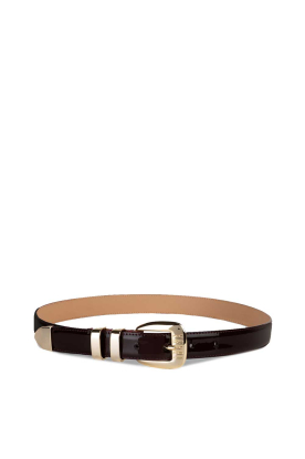 Ibana |  Patent leather riem with golden details Acro | brown 