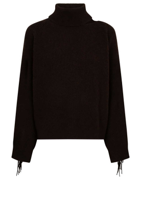 Dante6 |  Sweater with fringe Siega | bruin 