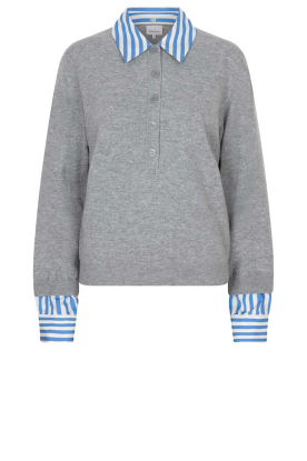Dante6 |  Polo sweater blouse Thames | grey 