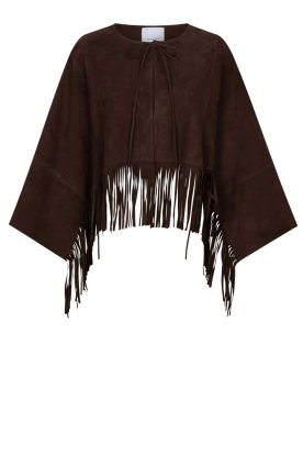 Dante6 |  Suède fringe poncho Spencer | brown 