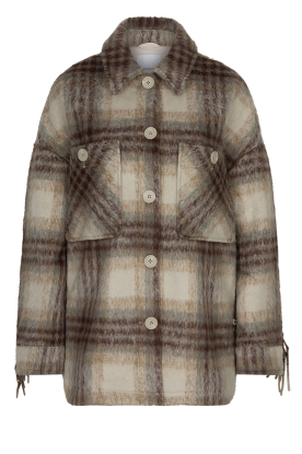Dante6 |  Wool checked jacket with fringes Hivora  | brown 