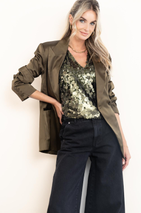 Dante6 | Pailletten top Lavelle | groen 