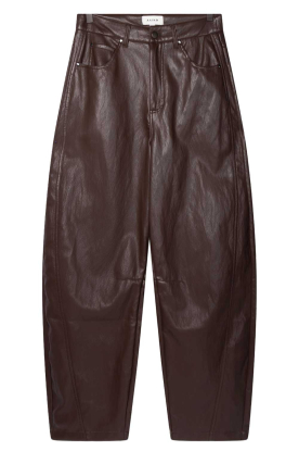 Aaiko | Pu barrel broek Quin | donkerbruin 