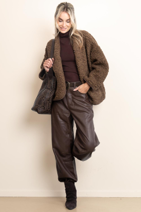 Aaiko |  Faux leather barrel pants Quin | darkbrown 
