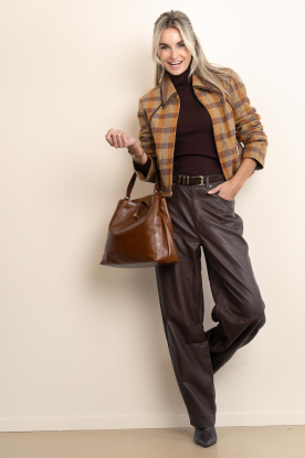 Look Checkered cropped wool jacket Solin