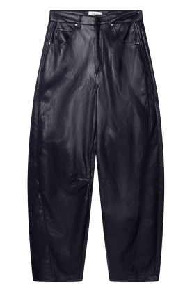 Aaiko | Faux leren barrel broek Quin | donkerblauw 
