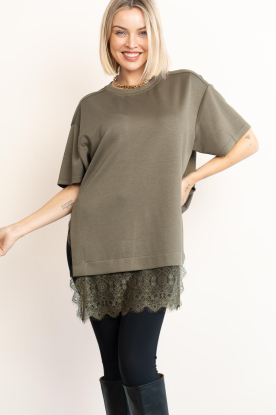 Co'Couture |  T-shirt with lace Larson | green 