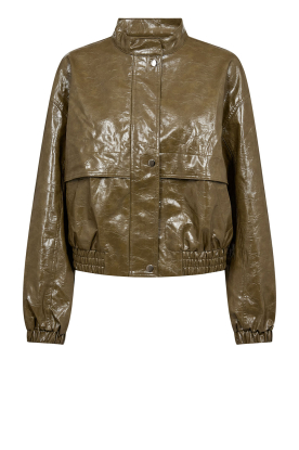 Co'Couture |  Faux leather vintage look bomber Rich | green 