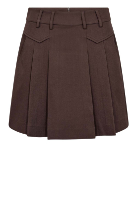 Co'Couture |  Pleated mini-skirt Luna | dark brown 