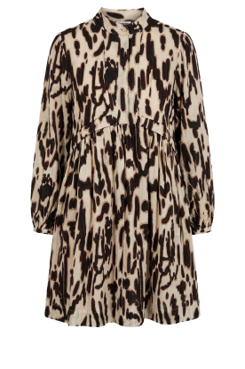 Est'Seven | Viscose mini-jurk met print Jade | bruin 