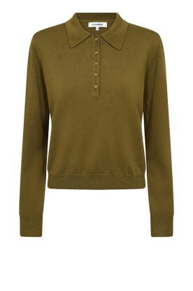Co'Couture |  Soft polo longsleeve | green 