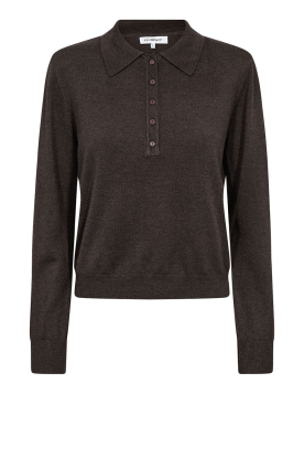 Co'Couture | Zachte longsleeve polo Cory | bruin 