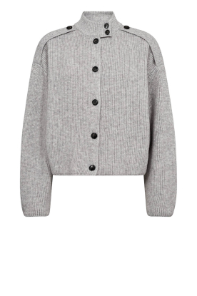Co'Couture |  Knitted cardigan with buttons Row | grey 