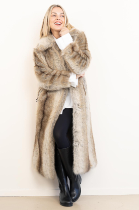 STUDIO AR |  Faux fur long coat Scarlet | beige 