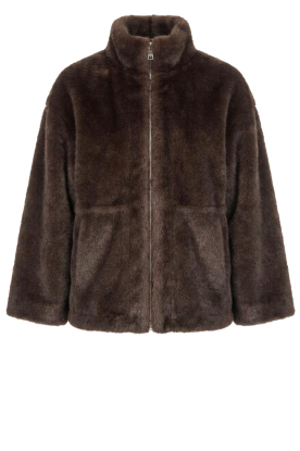 STUDIO AR |  Faux fur jacket with drawstring Frankie | choco 