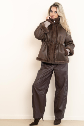 Look Faux fur jacket with drawstring Frankie
