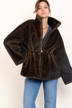 STUDIO AR |  Faux fur jacket with drawstring Frankie | olive 