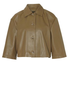 STUDIO AR |  Lamb leather blouse jacket Hollis | olive green 