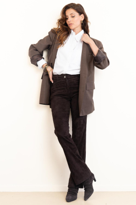 STUDIO AR |  Stretch suède legging Duana | brown  