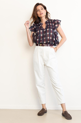 Look Geruite top met ruches Danee